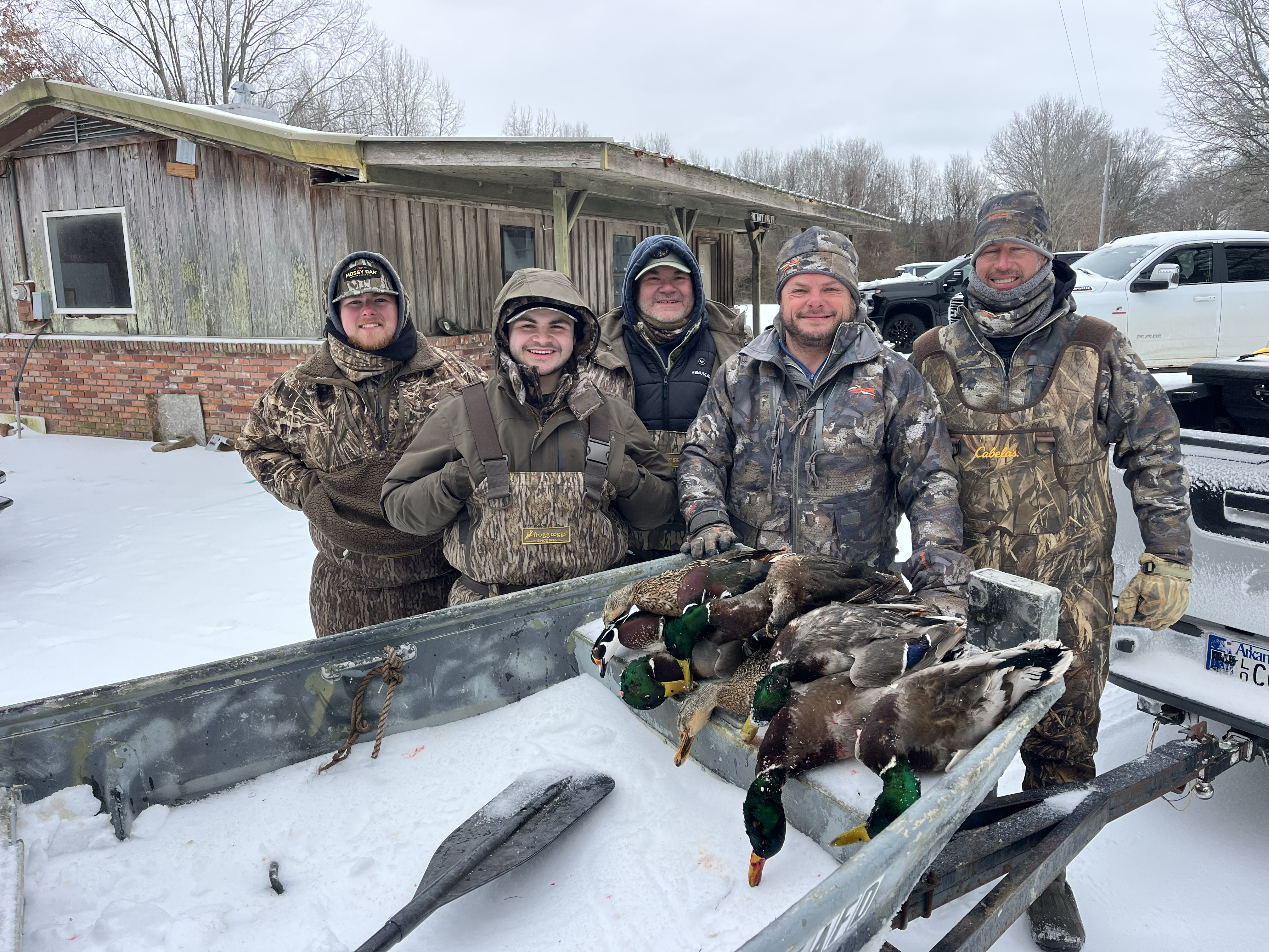 Group Duck Hunt in Snowy Conditions